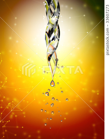transparent glass pipette with a Golden liquid 33607273