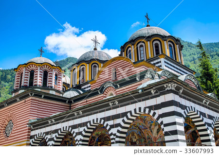 Partial view of church in Rila Monastery, Bulgaria Partial view of church in Rila Monastery, Bulgaria 33607993