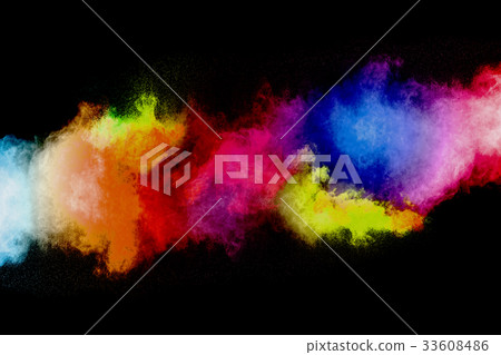 abstract  powder explosion on  black background. 33608486