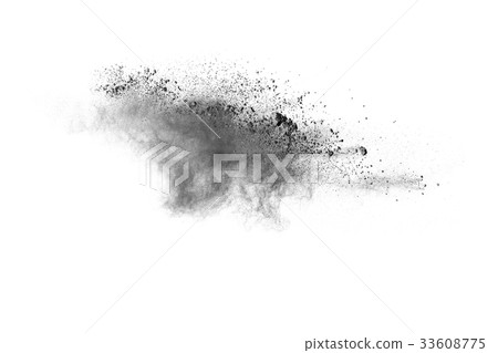 black powder cloud against white background. 33608775