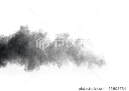 black powder cloud against white background. black powder cloud against white background. 33608784