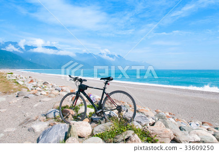 Bicycle on Chishintan Beach, Hualien, Taiwan Bicycle on Chishintan Beach, Hualien, Taiwan 33609250