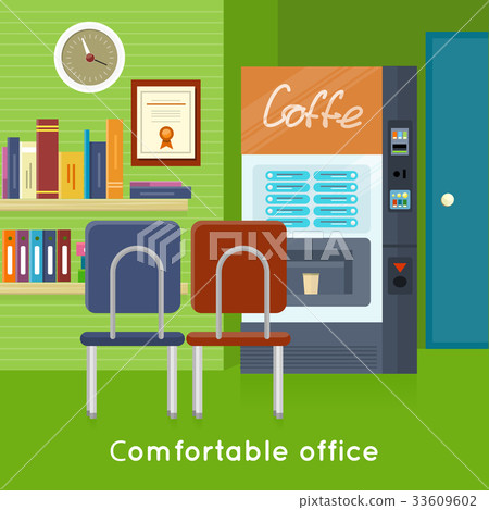 Office Interior Concept Vector In Flat Design. Office Interior Concept Vector In Flat Design. 33609602