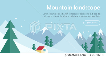 Mountain Landscape Web Banner. Skiing Scinery 33609610