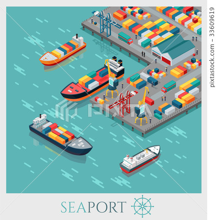 Isometric Commercial Sea Port. 33609619