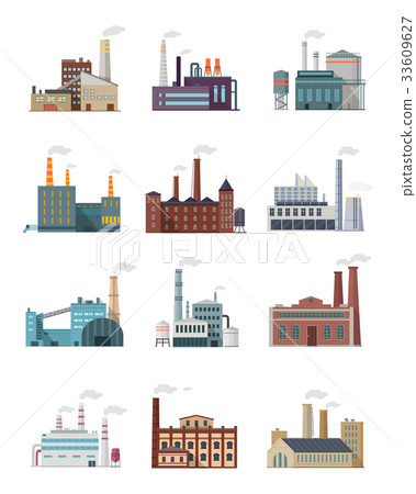 Set of Industry Manufactory Building Icons. 33609627