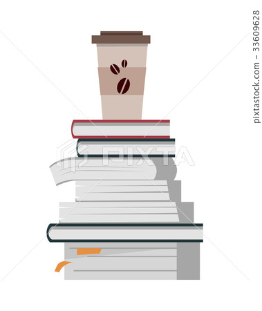 Stack of Books with Cup of Coffee Stack of Books with Cup of Coffee 33609628