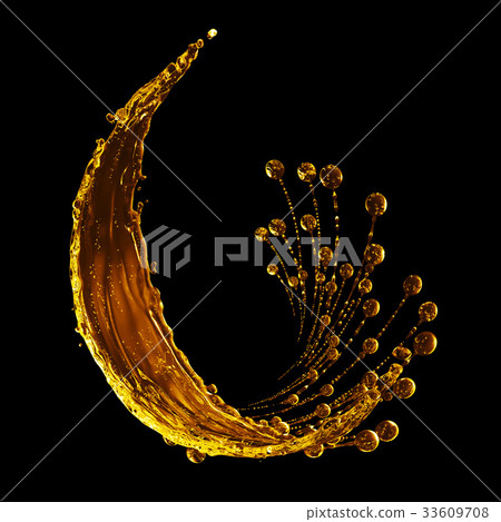 3D detailed illustration of a drop of water gold 3D detailed illustration of a drop of water gold 33609708