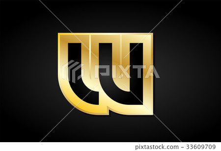 W gold golden letter logo icon design - Stock Illustration [33609709 ...