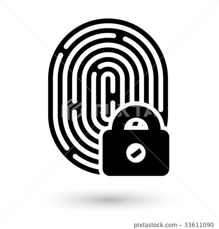Fingerprint with lock linear icon - Stock Illustration [33611090] - PIXTA