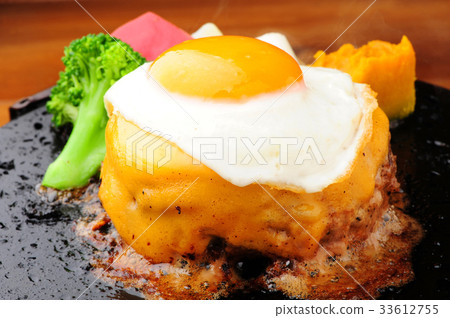 Cheese hamburger fried egg Cheese hamburger fried egg 33612755