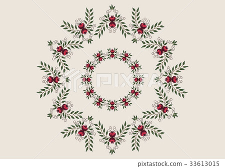 Frame for embroidered with red garnets  on beige   33613015