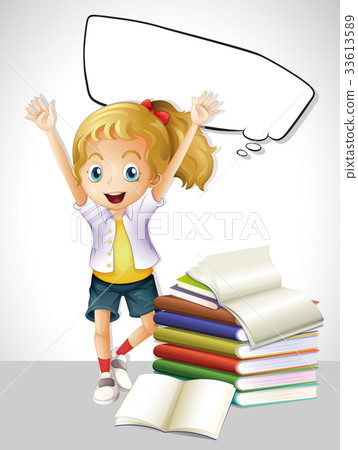 Girl with books and speech bubble Girl with books and speech bubble 33613589