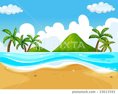 Background scene with beach and ocean Background scene with beach and ocean 33613593