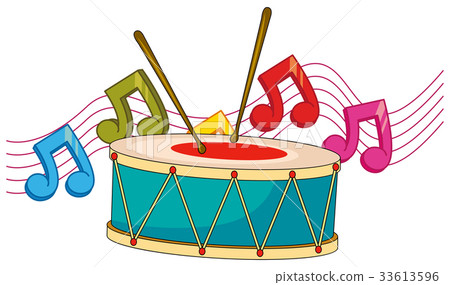 Drum and music notes in background Drum and music notes in background 33613596