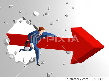 Businessman destroying a wall with an arrow 33613995