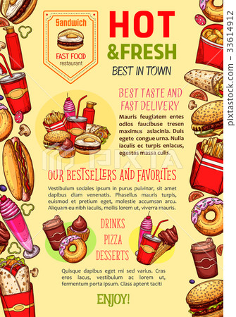 Fast food restaurant vector poster template 33614912