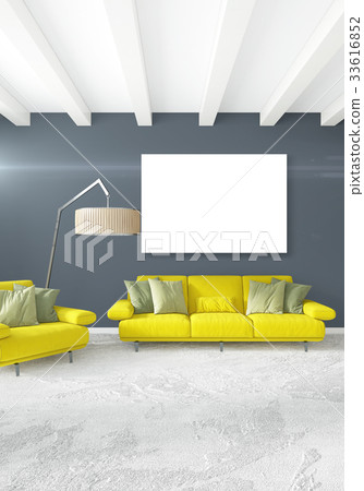 Vertical modern interior bedroom or living room 33616852