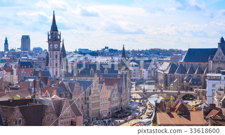 Aerial view of Ghent, Belgium 33618600