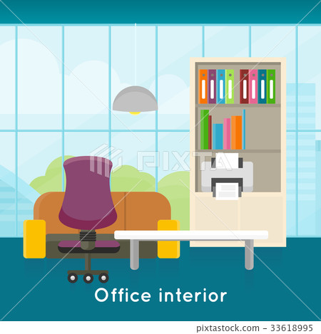 Office Interior Concept Vector In Flat Design. Office Interior Concept Vector In Flat Design. 33618995