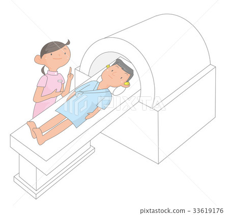 Men and nurses receiving MRI examinations. 33619176