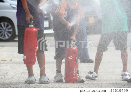 Firefighting training using fire extinguisher 33619499