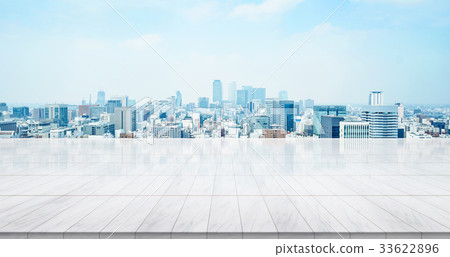 Empty marble floor top with japan cityscape view 33622896