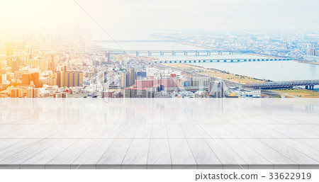 Empty marble floor top with japan cityscape view Empty marble floor top with japan cityscape view 33622919