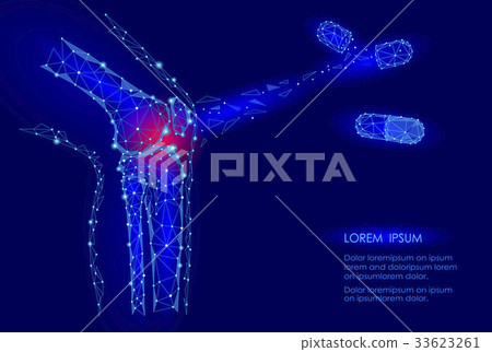 Human knee joint 3d model vector illustration. Low 33623261