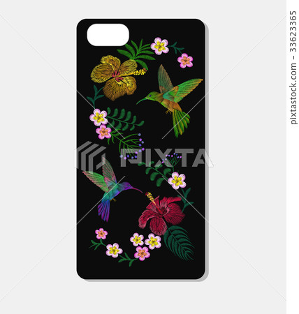 Tropic embroidery smartphone skin case design 33623365