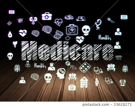 Healthcare concept: Medicare in grunge dark room Healthcare concept: Medicare in grunge dark room 33628271
