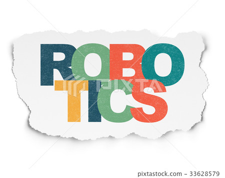 Science concept: Robotics on Torn Paper background Science concept: Robotics on Torn Paper background 33628579