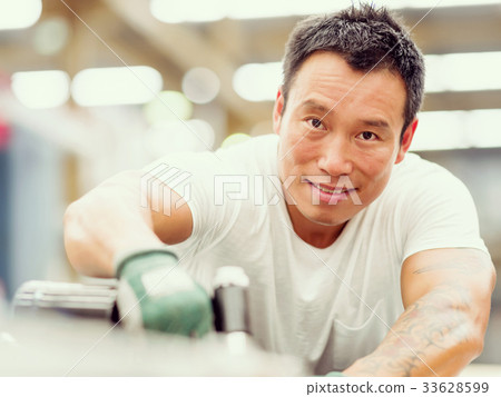 Asian worker in production plant on the factory floor Asian worker in production plant on the factory floor 33628599
