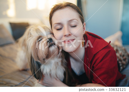 Woman with dog Woman with dog 33632121