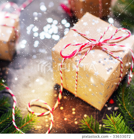 Festive Christmas Composition Boxes Red Ribbon Festive Christmas Composition Boxes Red Ribbon 33633072