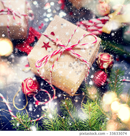 Christmas Holiday Composition Red Fir Tree Toys 33633074