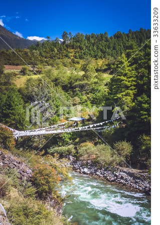 Wooden swinging  bridge in Yunnan 33633209