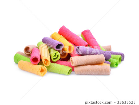 colorful of coconut-biscuit curl, thai dessert  33633525