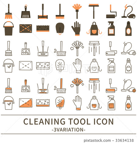 Cleaning tool icon set 33634138
