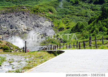 Tamagawa Onsen in summer, hot spring and bedrock bath Tamagawa Onsen in summer, hot spring and bedrock bath 33635381