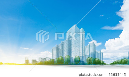 Green city 3d rendering 33635445