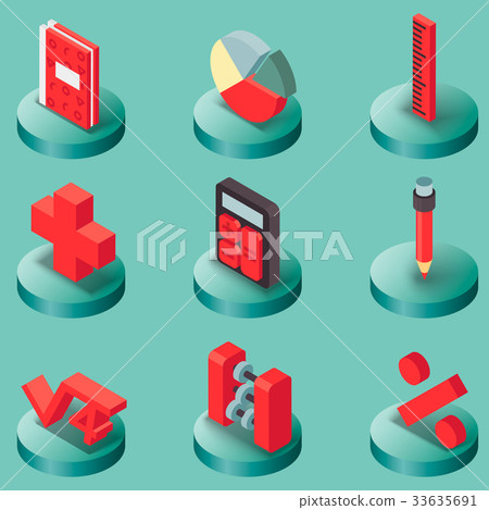 Algebra color isometric icons Algebra color isometric icons 33635691