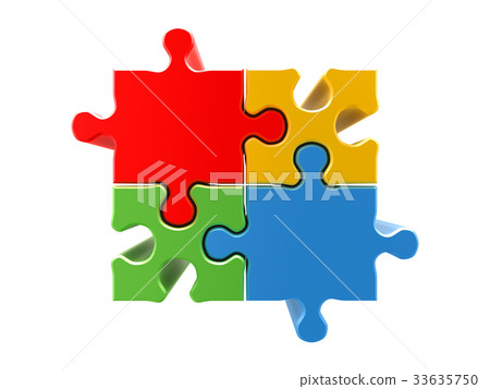 4 colors puzzle concept 3d rendering 4 colors puzzle concept 3d rendering 33635750
