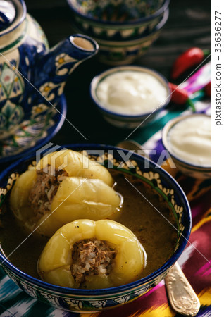 Stuffed peppers with broth, oriental uzbek style Stuffed peppers with broth, oriental uzbek style 33636277