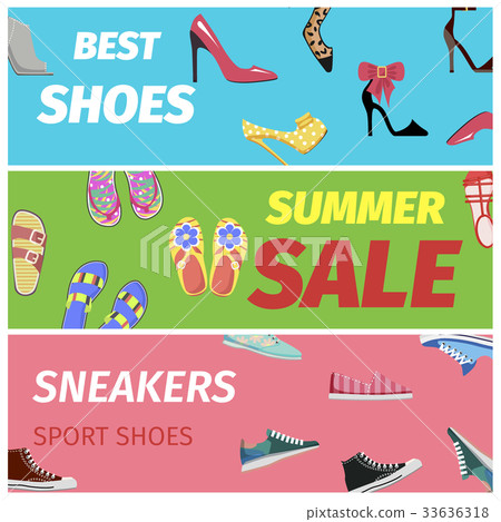 Best Summer Sale of Sneakers Sport Shoes Banners. Best Summer Sale of Sneakers Sport Shoes Banners. 33636318
