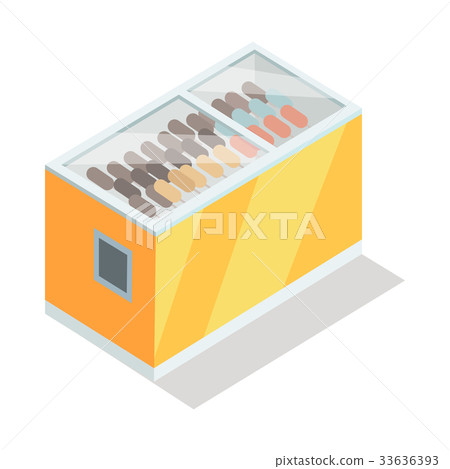 Ice-cream in Groceries Freezer Isometric Vector Ice-cream in Groceries Freezer Isometric Vector 33636393