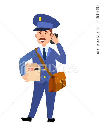 Postman Delivering Parcel Isolated Cartoon Vector Postman Delivering Parcel Isolated Cartoon Vector 33636395