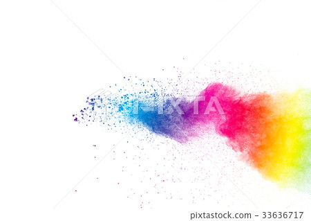 color powder explosion on white background 33636717