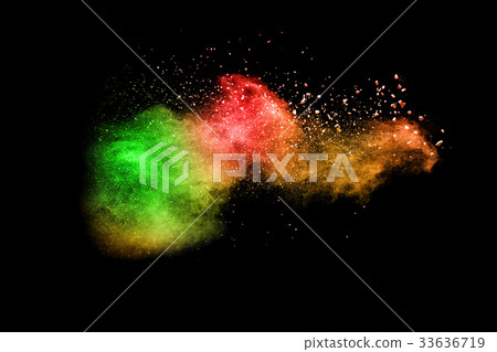 The explosion of multi colored powder. The explosion of multi colored powder. 33636719