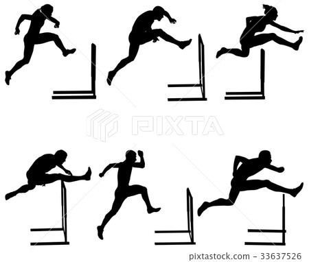 Set athletics running hurdles Set athletics running hurdles 33637526